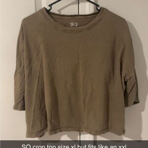 SO Olive Green Cropped Tee - Short Sleeve Crewneck